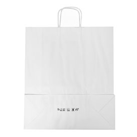 Paper Bag with Handles Kraft White 100g/m² 44+15x46cm (25 Units) 