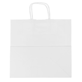 Paper Bag with Handles Kraft White 100g/m² 27+14x26cm (200 Units)