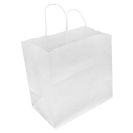 Paper Bag with Handles Kraft White 80g/m² 30+18x29cm (250 Units)