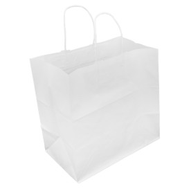 Paper Bag with Handles Kraft White 80g/m² 30+18x29cm (250 Units)