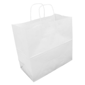 Paper Bag with Handles Kraft White 90g/m² 32+16x31cm (250 Units)