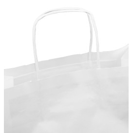 Paper Bag with Handles Kraft White 90g/m² 32+16x31cm (250 Units)