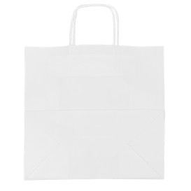 Paper Bag with Handles Kraft White 90g/m² 32+16x31cm (250 Units)