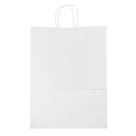 Paper Bag with Handles Kraft White 90g/m² 32+16x43cm (50 Units)