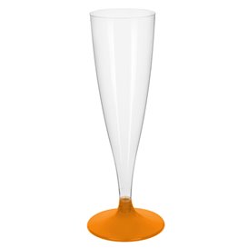 Plastic Stemmed Flute Sparkling Wine Orange Clear 140ml 2P (400 Units)