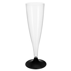 Plastic Stemmed Flute Sparkling Wine Black 140ml 2P (500 Units)