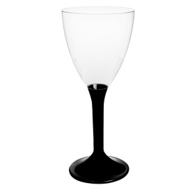 Plastic Stemmed Glass Wine Black Removable Stem 180ml (40 Units)