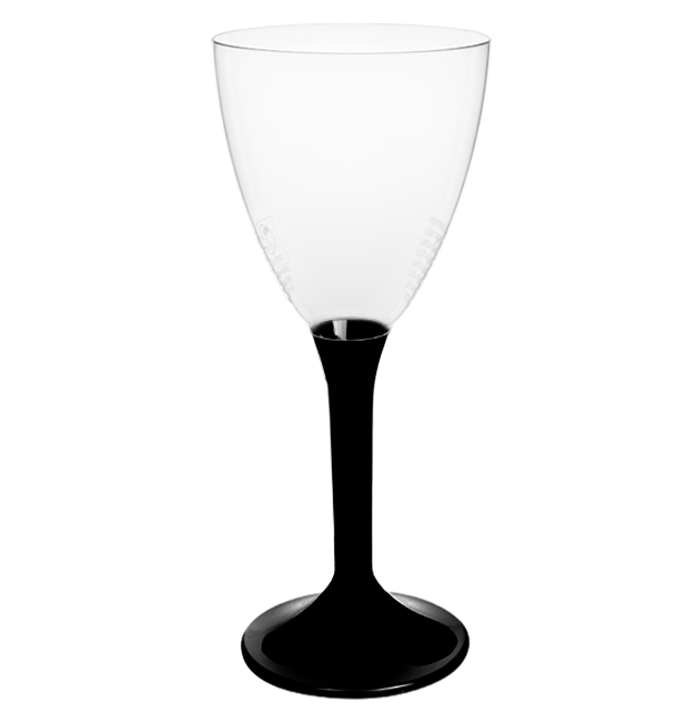 Plastic Stemmed Glass Wine Black Removable Stem 180ml (40 Units)