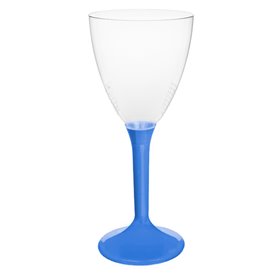 Plastic Stemmed Glass Wine Blue Mediterranean Removable Stem 180ml (40 Units)