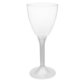 Plastic Stemmed Glass Wine White Pearl Removable Stem 180ml (40 Units)