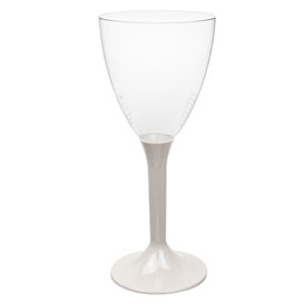 Plastic Stemmed Glass Wine Beige Removable Stem 180ml (40 Units)