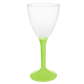 Plastic Stemmed Glass Wine Lime Green Removable Stem 180ml (40 Units)