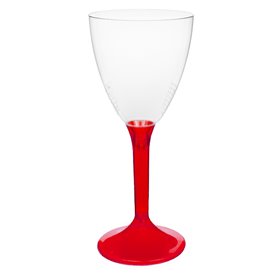 Plastic Stemmed Glass Wine Red Clear Removable Stem 180ml (200 Units)