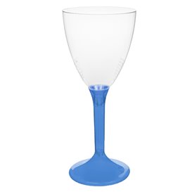 Plastic Stemmed Glass Wine Blue Clear Removable Stem 180ml (40 Units)