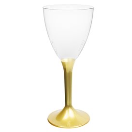 Plastic Stemmed Glass Wine Gold Removable Stem 180ml (200 Units)