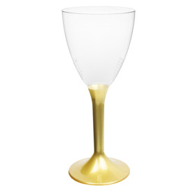 Plastic Stemmed Glass Wine Gold Removable Stem 180ml (200 Units)