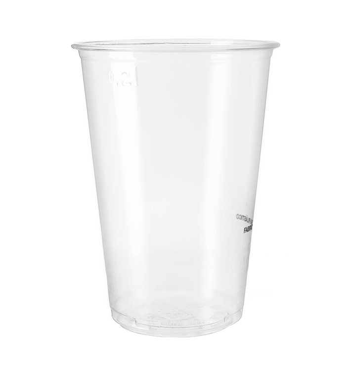 12 oz. Compostable PLA Cold Beverage Cup - Green Stripe (Clear