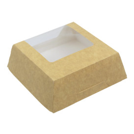 Paper Cake Box with Window Kraft 12x12x4cm (25 Units) 