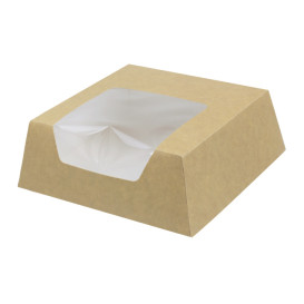 Paper Cake Box with Window Kraft 14x14x5cm (250 Units)