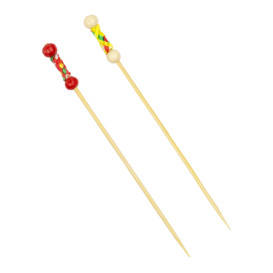 Bamboo Food Pick Yellow Design 12cm (1.200 Units)