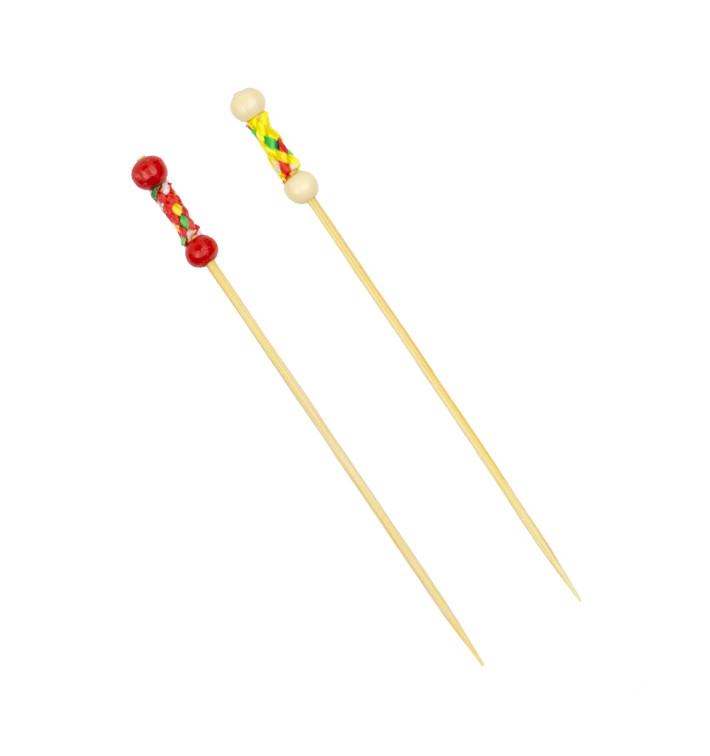 Bamboo Food Pick Yellow Design 12cm (1.200 Units) Bamboo Food Pick Yellow Design 12cm (1.200 Units)