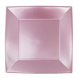 Plastic Plate Flat Violet "Nice" Pearl PP 23 cm (25 Units) 
