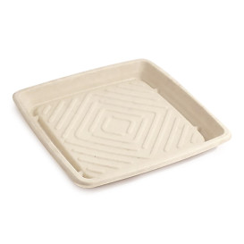 Sugarcane Tray Square Shape Natural 27x27cm (25 Units)