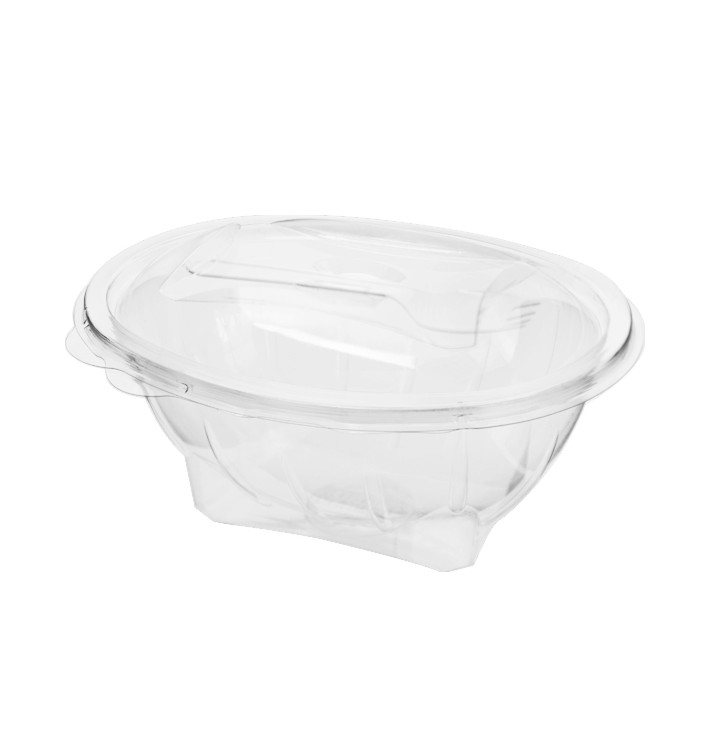 Salad Container Rectangular Clear Plastic with Hinged Lid 750ml Pack Size  300