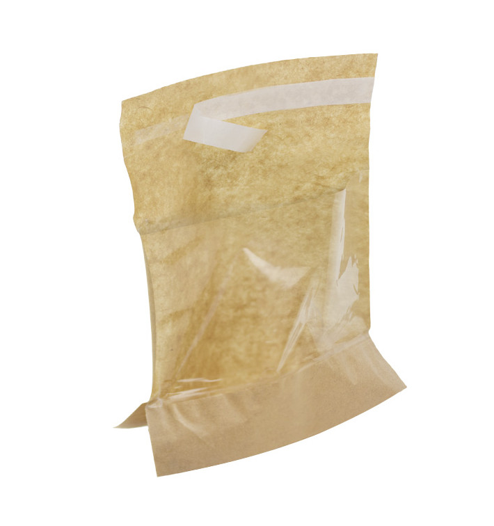 Paper Food Bag Kraft and window Autoseal 14x16cm (100 Units) Paper Food Bag Kraft and window Autoseal 14x16cm (100 Units)
