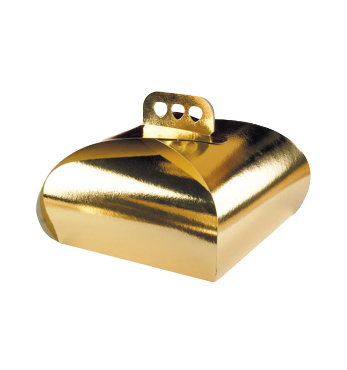 Paper Cake Box with Handle Cake Shape Gold 30,5x30,5x14cm (50 Units) Paper Cake Box with Handle Cake Shape Gold 30,5x30,5x14cm (50 Units)