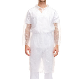 Disposable Lab Coat PE with Closure Button White (10 Unit) 