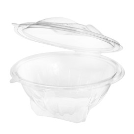 Salad Container Rectangular Clear Plastic with Hinged Lid 1000ml Pack Size  100