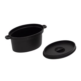 Serving Pot with Lid PP Black 7,5x6,5cm 60ml (10 Units)