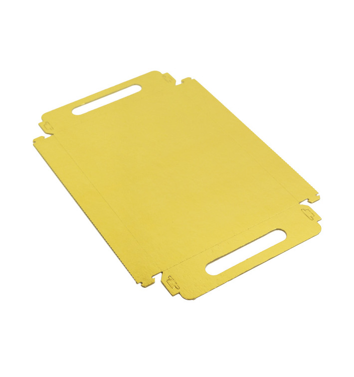 Paper Tray with Handles Rectangular shape Gold 16x23cm (100 Units) Paper Tray with Handles Rectangular shape Gold 16x23cm (100 Units)