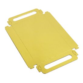 Paper Tray with Handles Rectangular shape Gold 12x19cm (100 Units) 