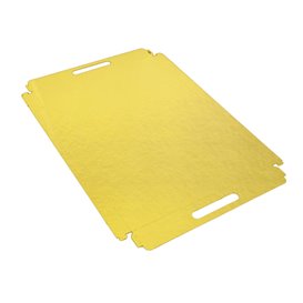 Paper Tray with Handles Rectangular shape Gold 28,5x38,5 cm (100 Units) 