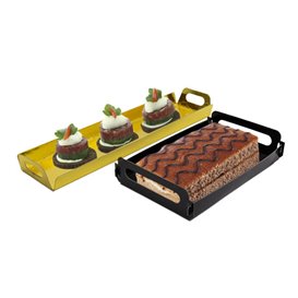 Paper Tray with Handles Rectangular shape Gold 16x23cm (1.000 Units)