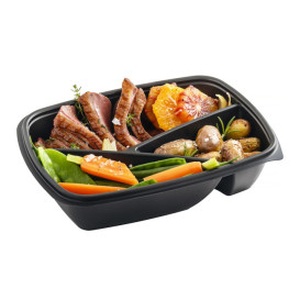 Plastic Deli Container PP 3C Black 900ml 23x17x5cm (300 Units)