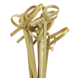 Bamboo Food Pick Bow Design Natural Green 10cm (100 Units)  