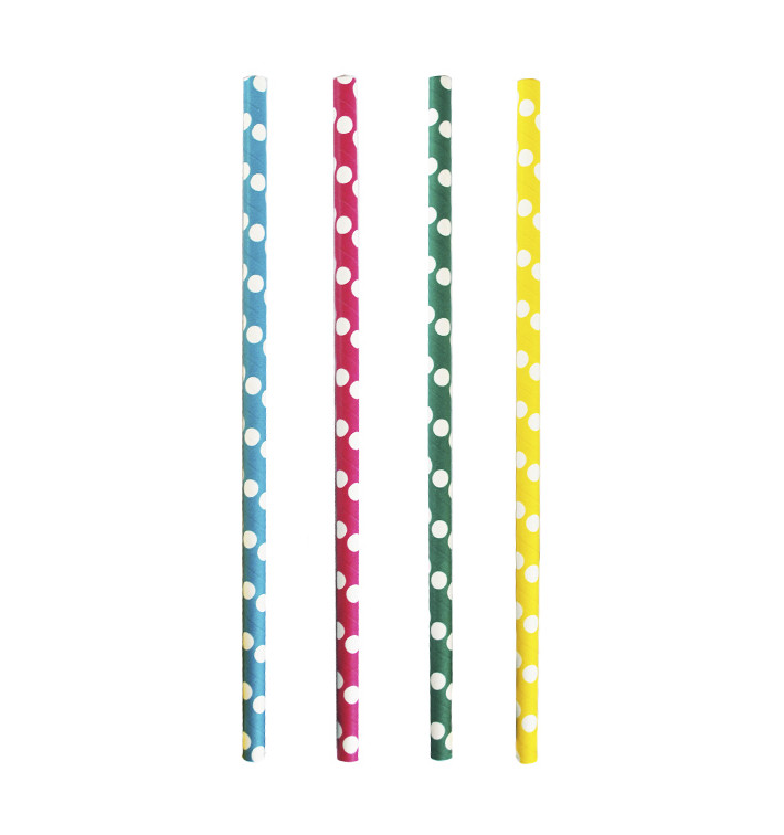 Paper Straw Straight Assorted "Ice Drink" Ø0,8cm 24cm (3.000 Units) Paper Straw Straight Assorted "Ice Drink" Ø0,8cm 24cm (3.000 Units)