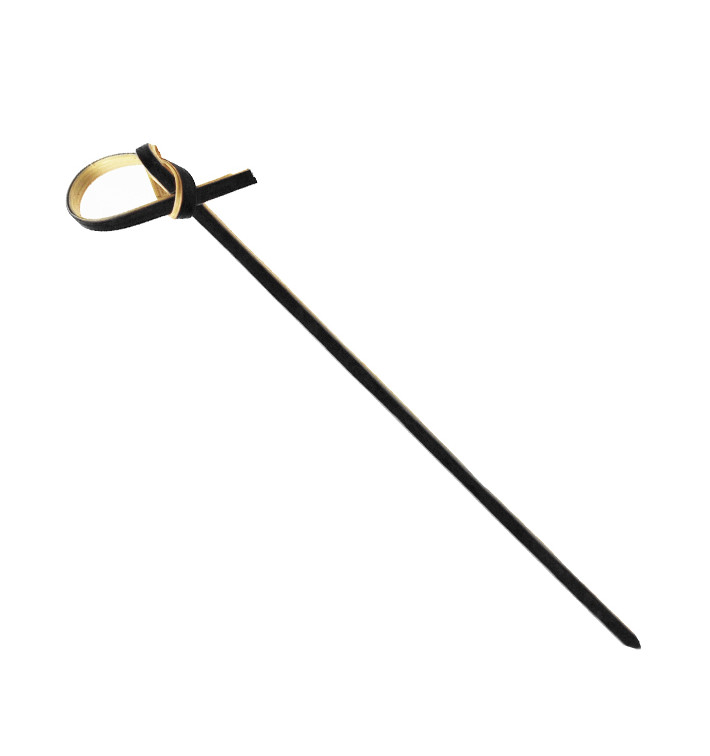 Bamboo Food Pick Black Bow Design 10cm (250 Units) Bamboo Food Pick Black Bow Design 10cm (250 Units)