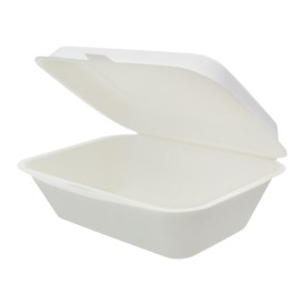 Sugarcane Hinged Container "Menu Box" White 180x125x70mm (600Units)