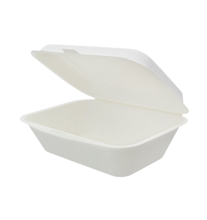 Sugarcane Hinged Container "Menu Box" White 180x125x70mm (50 Units) Sugarcane Hinged Container "Menu Box" White 180x125x70mm (50 Units)