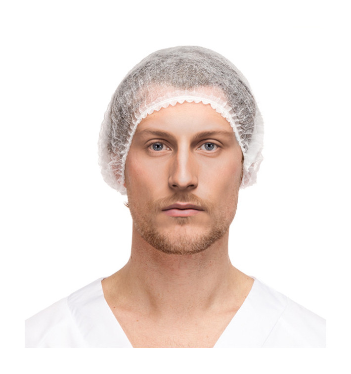 Disposable Bouffant Cap Accordion PP White 2 Gums Ø53cm (100 Units) Disposable Bouffant Cap Accordion PP White 2 Gums Ø53cm (100 Units)