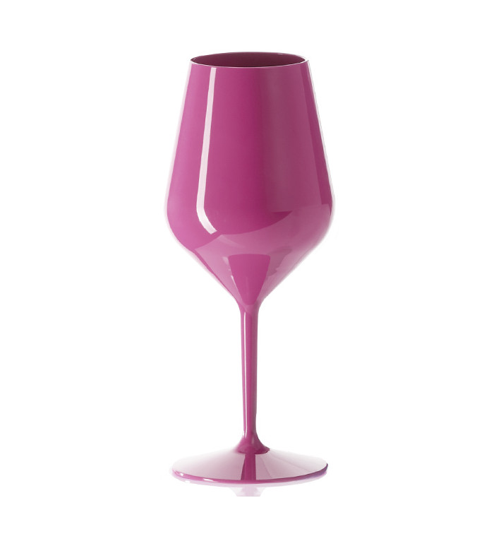 Reusable Glass Wine Tritan Pink 470ml (6 Units)