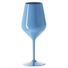 Reusable Glass Wine Tritan Blue 470ml (6 Units)