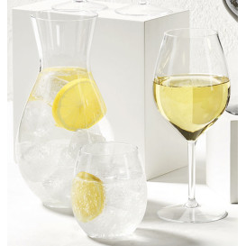 Reusable PS Wine Glass Blu Clear Foot 2-P 180ml (200 Units)