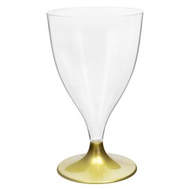 Plastic Stemmed Glass Wine Gold 200ml 2P (20 Units)
