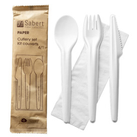 Kraft Cardboard Cutlery Kit Fork, Knife, Spoon and Napkin (50 Units)