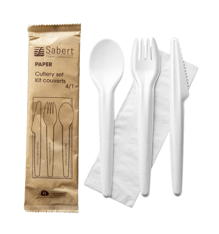 Kraft Cardboard Cutlery Kit Fork, Knife, Spoon and Napkin (50 Units) Kraft Cardboard Cutlery Kit Fork, Knife, Spoon and Napkin (50 Units)